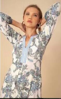 NWT Hale Bob Floral Paisley Patterned Fall Preppy Long-Sleeve Midi Dress